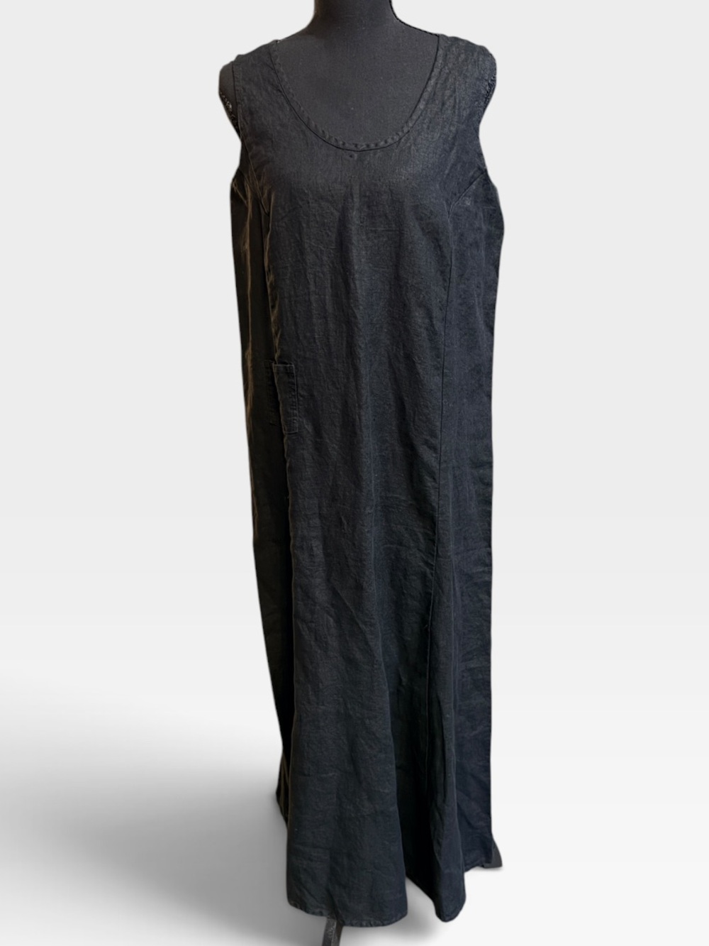 Flax Black Linen Maxi Slip Dress